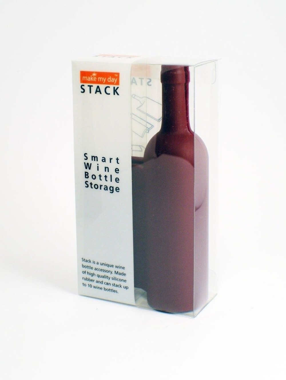 Make My Day Wine Bottle Storage Stacker, Burgundy, Unique Space Saving Display